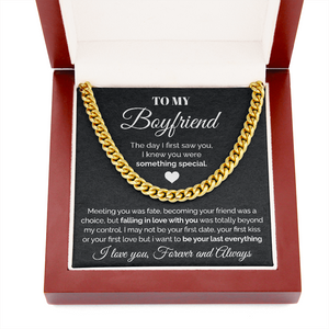 Pamaheart- To my Boyfriend - Meeting you was fate - Cuban Link Chain Necklace, Gift For Man, Husband, Gift For Birthday, Christmas