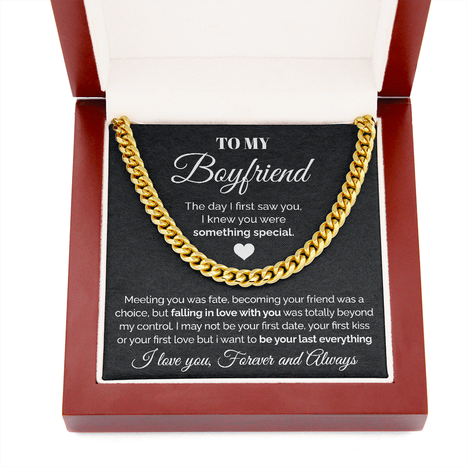 Pamaheart- To my Boyfriend - Meeting you was fate - Cuban Link Chain Necklace, Gift For Man, Husband, Gift For Birthday, Christmas