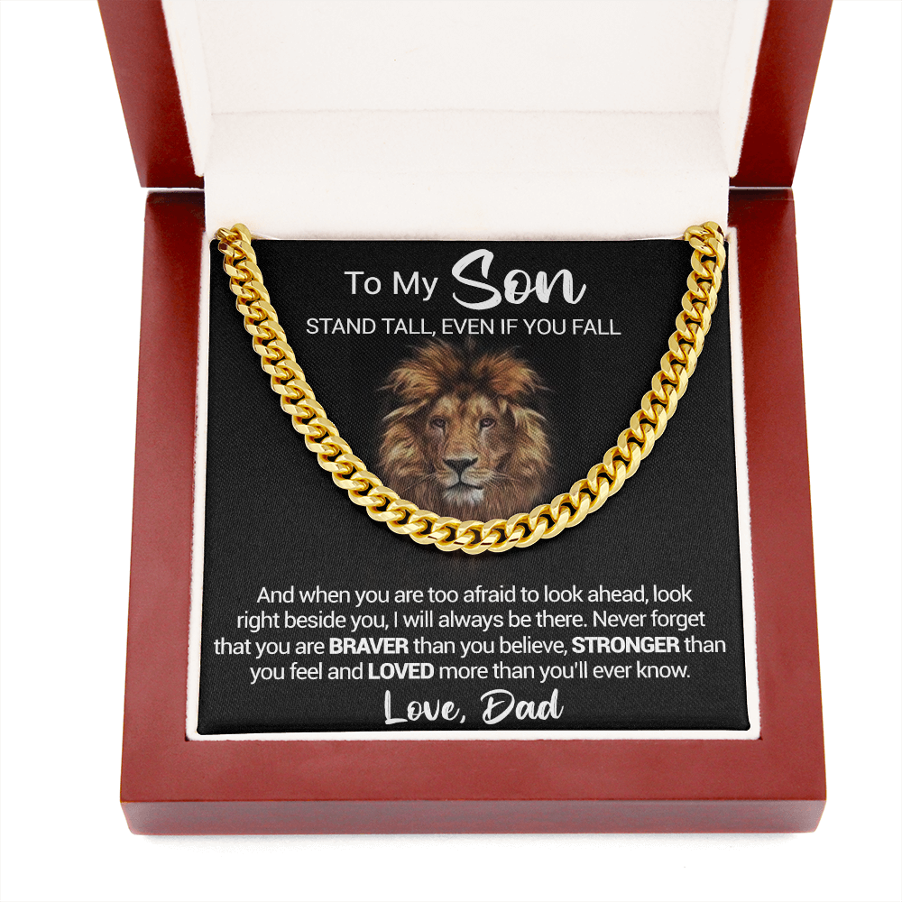 To My Son - Stand Tall Even If You Fall - Cuban Link Necklace, Cuban Link Chain