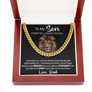 To My Son - Stand Tall Even If You Fall - Cuban Link Necklace, Cuban Link Chain