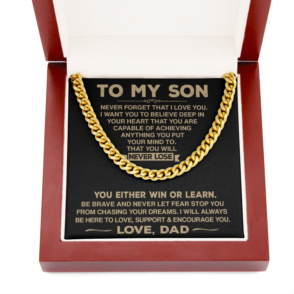 To My Son - Never Forget That I Love You - Cuban Chain Necklace, Cuban Link Chain