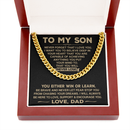 To My Son - Never Forget That I Love You - Cuban Chain Necklace, Cuban Link Chain