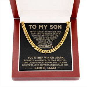 To My Son - Never Forget That I Love You - Cuban Chain Necklace, Cuban Link Chain