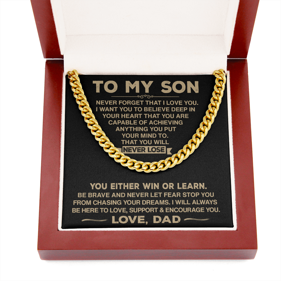 To My Son - Never Forget That I Love You - Cuban Chain Necklace, Cuban Link Chain