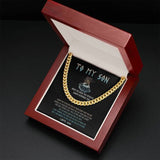 To My Son Necklace Gift - Viking Style You Will Never Lose, You Either Win Or Learn Just Go Forth and Aim For The Skies Cuban Link Chain Necklace LX344B