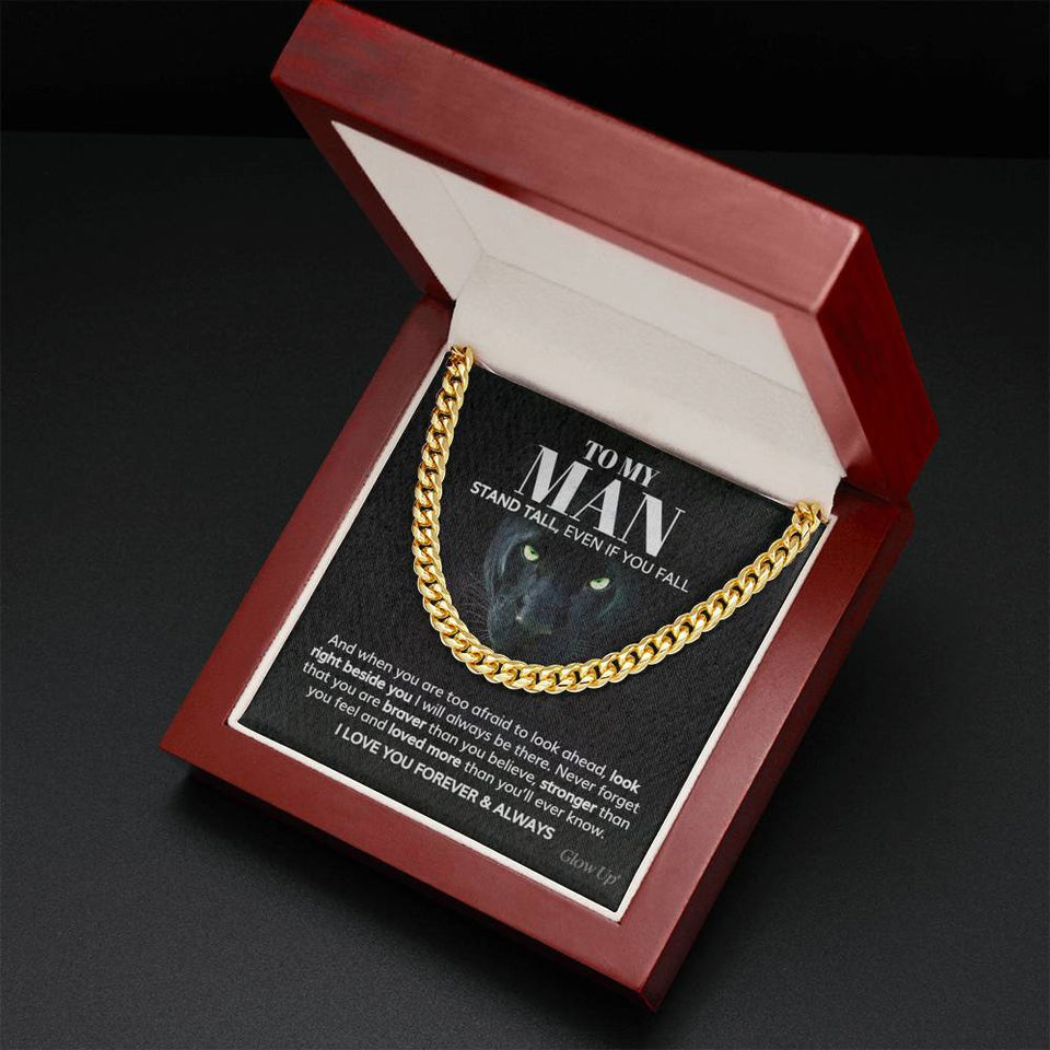 Pamaheart- To my Man - Stand tall - Cuban Link Chain, Gift For Man, Husband, Gift For Birthday, Christmas