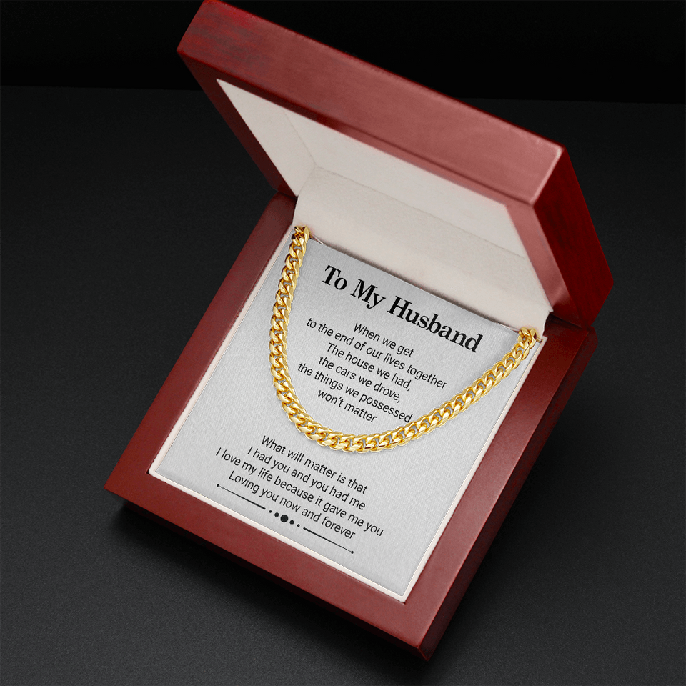 Necklace To My Husband - Our Lives Together, Necklace Birthday Gift, Anniversary Gift, Father's Day Gift, Cuban Link Chain Necklace