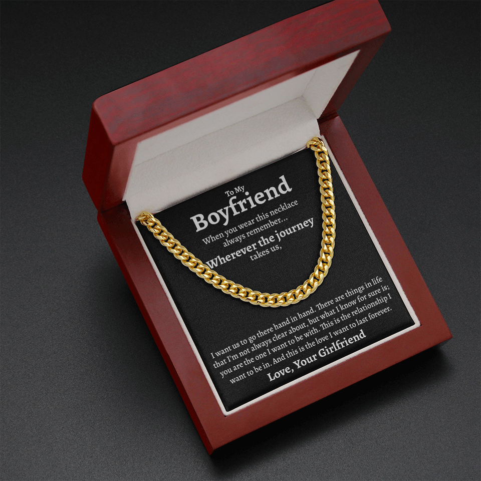 To My Boyfriend Cuban Link Chain, Gift for Boyfriend, Romantic Gift for Him, Christmas Birthday Valentines Day for Men