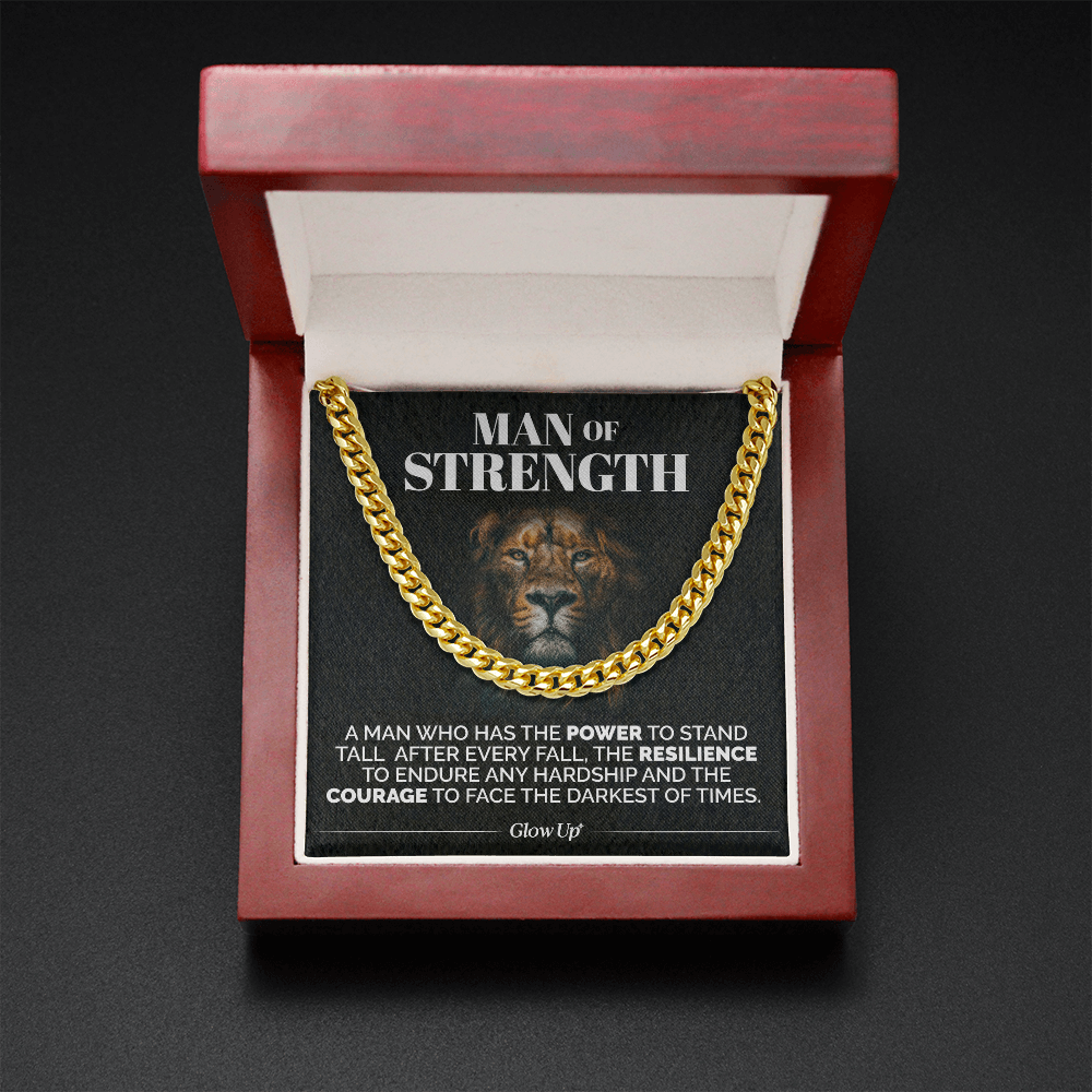 Man Of Strength - Stand Tall - Cuban Link Chain Necklace, Gift For Man, Husband, Gift For Birthday, Christmas