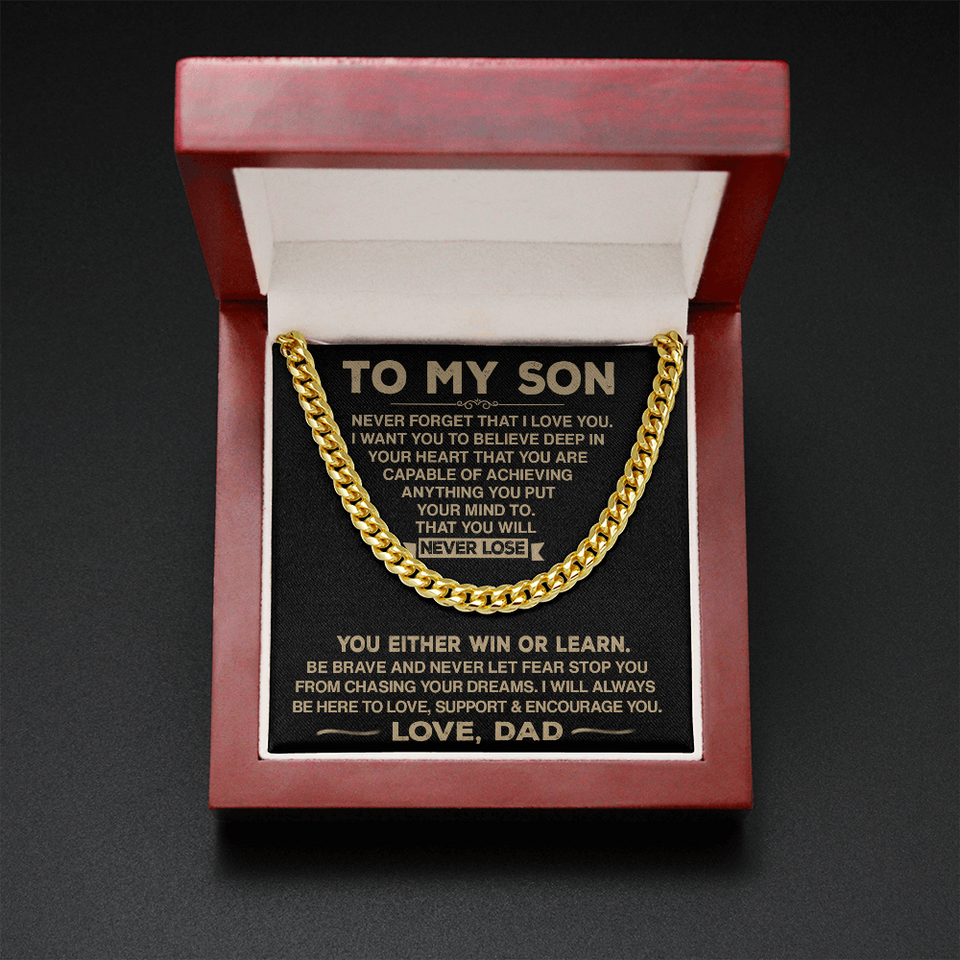 To My Son - Never Forget That I Love You - Cuban Chain Necklace, Cuban Link Chain