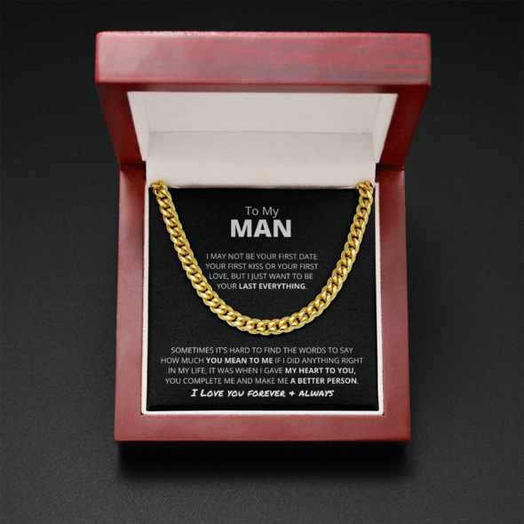 To My Man Necklace How Much You Mean To Me, You Complete Me and Make Me a Better Person Cuban Link Chain Necklace LX340K