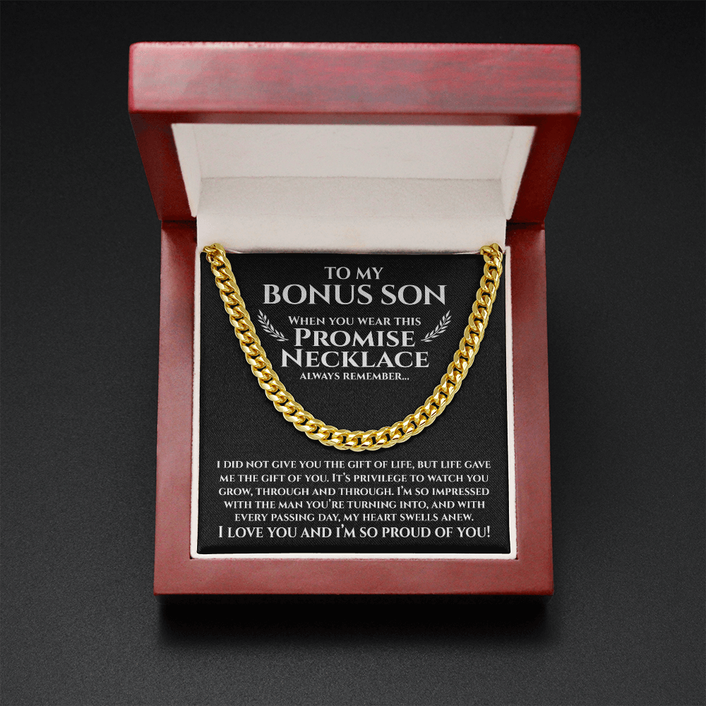 To My Bonus Son | Proud Of You | Cuban Link Chain Necklace
