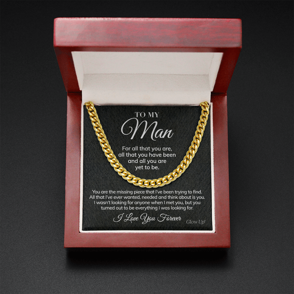To My Man - For All That You Are - Cuban Link Chain Necklace Gift For Man Husband Gift For Birthday