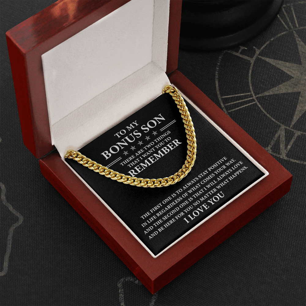 To My Bonus Son | Stay Positive | Cuban Link Chain Necklace