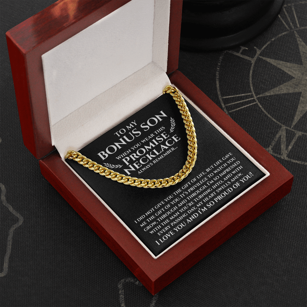 To My Bonus Son | Proud Of You | Cuban Link Chain Necklace