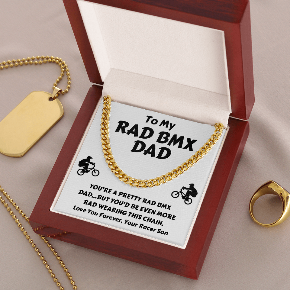 First Father's Day Necklace Gift - Rad BMX Dad Gift from Wife - Cuban Chain Lx132E
