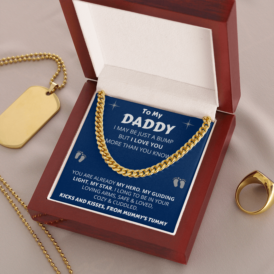 Dad Necklace To My Daddy from the Bump, Birthday Gift for Dad, Fatherr's Day Gift, Necklace for Daddy, Cuban Link Chain Necklace