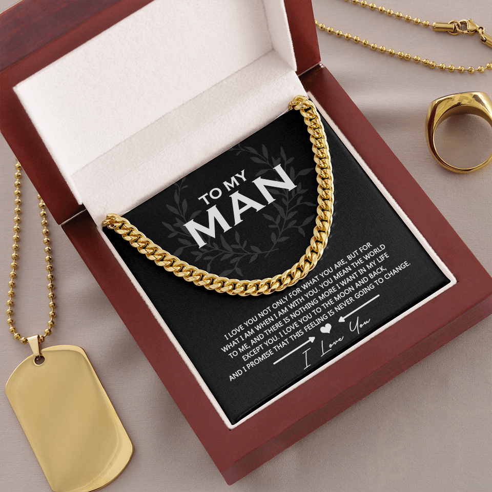 To My Man Cuban Link Chain Necklace, Gift for Man, Christmas Gift for Husband, Boyfriend Gift Ideas