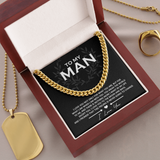 To My Man Cuban Link Chain Necklace, Gift for Man, Christmas Gift for Husband, Boyfriend Gift Ideas