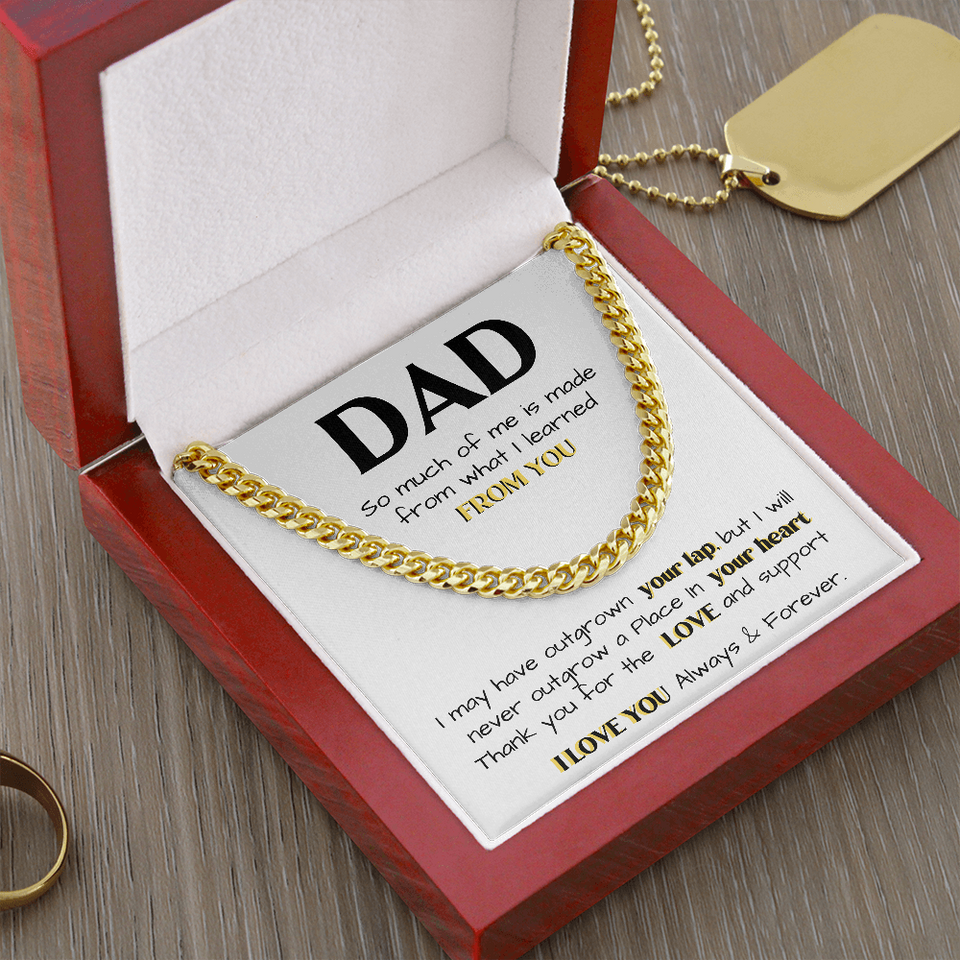 To my Dad - Thank You For The Love And Support, Gift Idea for Dad, Birthday Gift for Dad, Father's Day, Cuban Link Chain Necklace