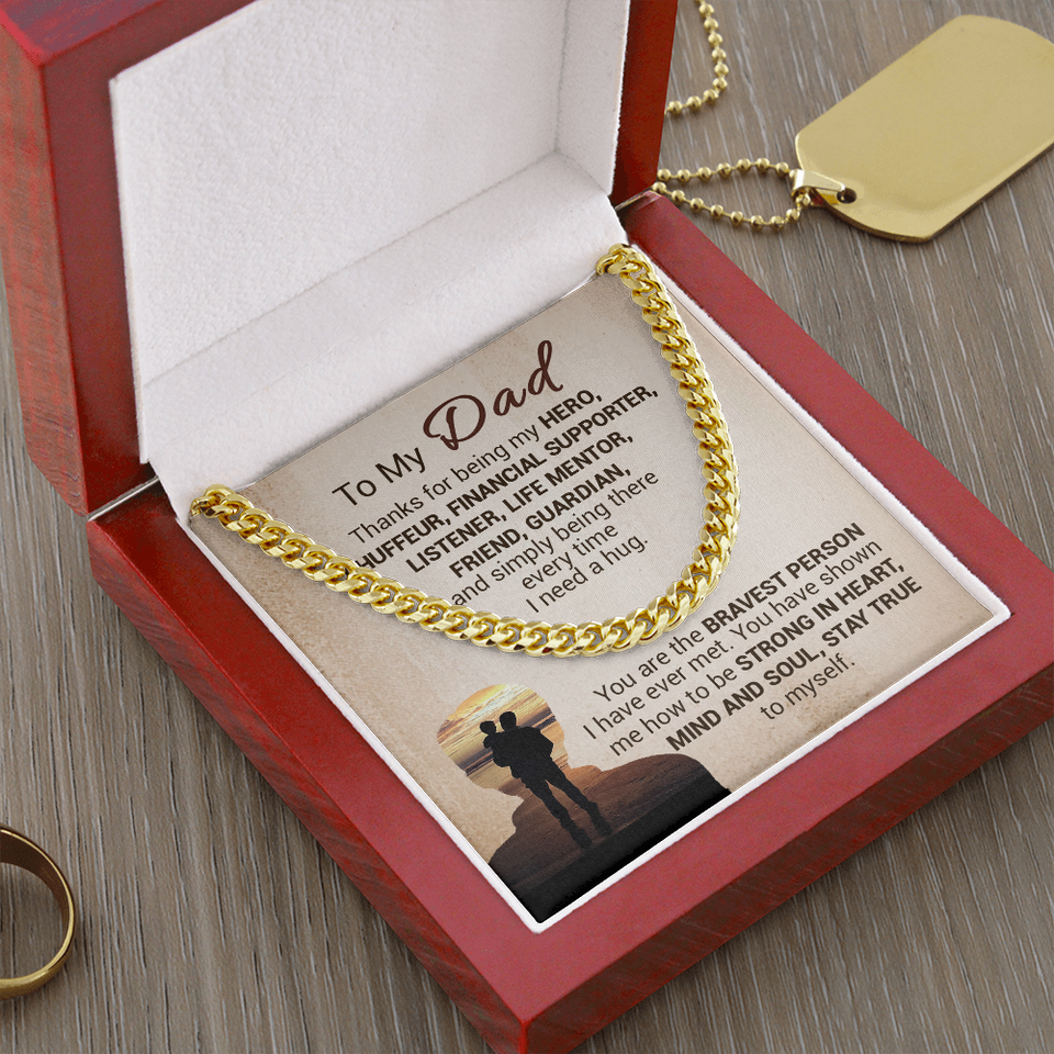 To My Dad - Thanks For Being My Hero - Cuban Link Chain Necklace