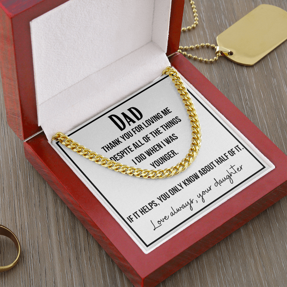A gift for Dad, Perfect for Father's Day, Birthday, Necklace for Dad From Daughter, Cuban Link Chain Necklace
