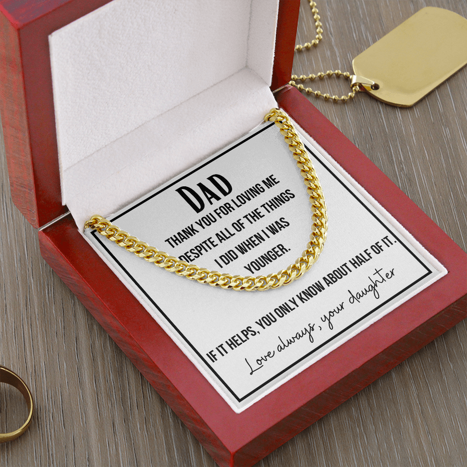 A gift for Dad, Perfect for Father's Day, Birthday, Necklace for Dad From Daughter, Cuban Link Chain Necklace