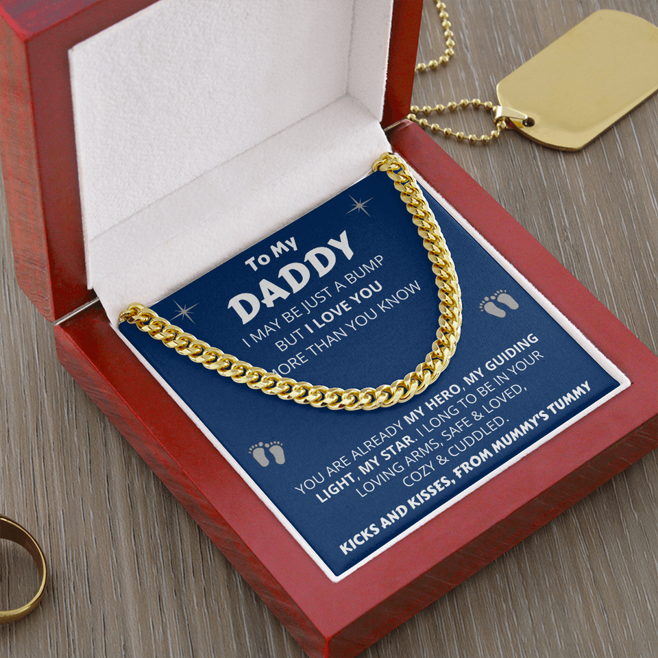 Dad Necklace To My Daddy from the Bump, Birthday Gift for Dad, Fatherr's Day Gift, Necklace for Daddy, Cuban Link Chain Necklace