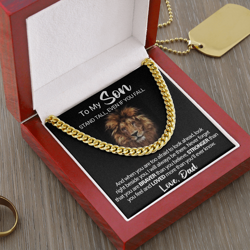 To My Son - Stand Tall Even If You Fall - Cuban Link Necklace, Cuban Link Chain