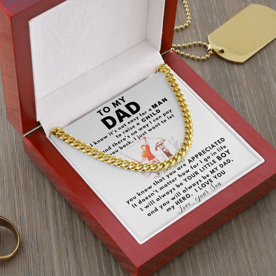 To my Dad Necklace You Will Always Be My Dad, My Hero, Birthday Gift, Perfect Gift for Idea, Father's Day Gift, Cuban Link Chain Necklace