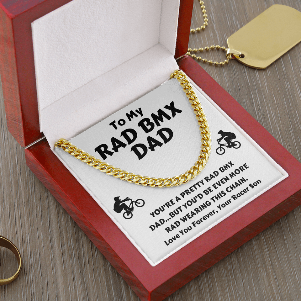 First Father's Day Necklace Gift - Rad BMX Dad Gift from Wife - Cuban Chain Lx132E