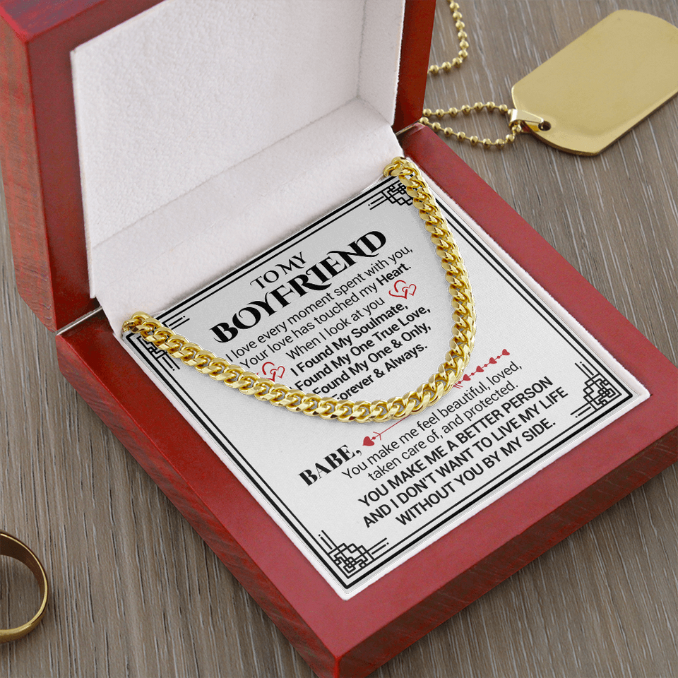 To My Boyfriend - I Love Every Moment Spent With You - Cuban Link Necklace, Cuban Link Chain
