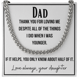 A gift for Dad, Perfect for Father's Day, Birthday, Necklace for Dad From Daughter, Cuban Link Chain Necklace