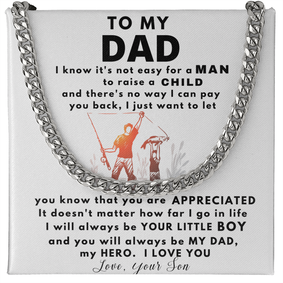 To my Dad Necklace You Will Always Be My Dad, My Hero, Birthday Gift, Perfect Gift for Idea, Father's Day Gift, Cuban Link Chain Necklace