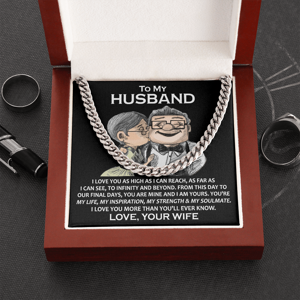 Husband Cuban Link Chain, Gift for Husband Anniversary, Romantic Gift for Him