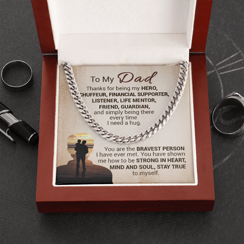 To My Dad - Thanks For Being My Hero - Cuban Link Chain Necklace