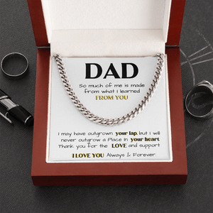 To my Dad - Thank You For The Love And Support, Gift Idea for Dad, Birthday Gift for Dad, Father's Day, Cuban Link Chain Necklace