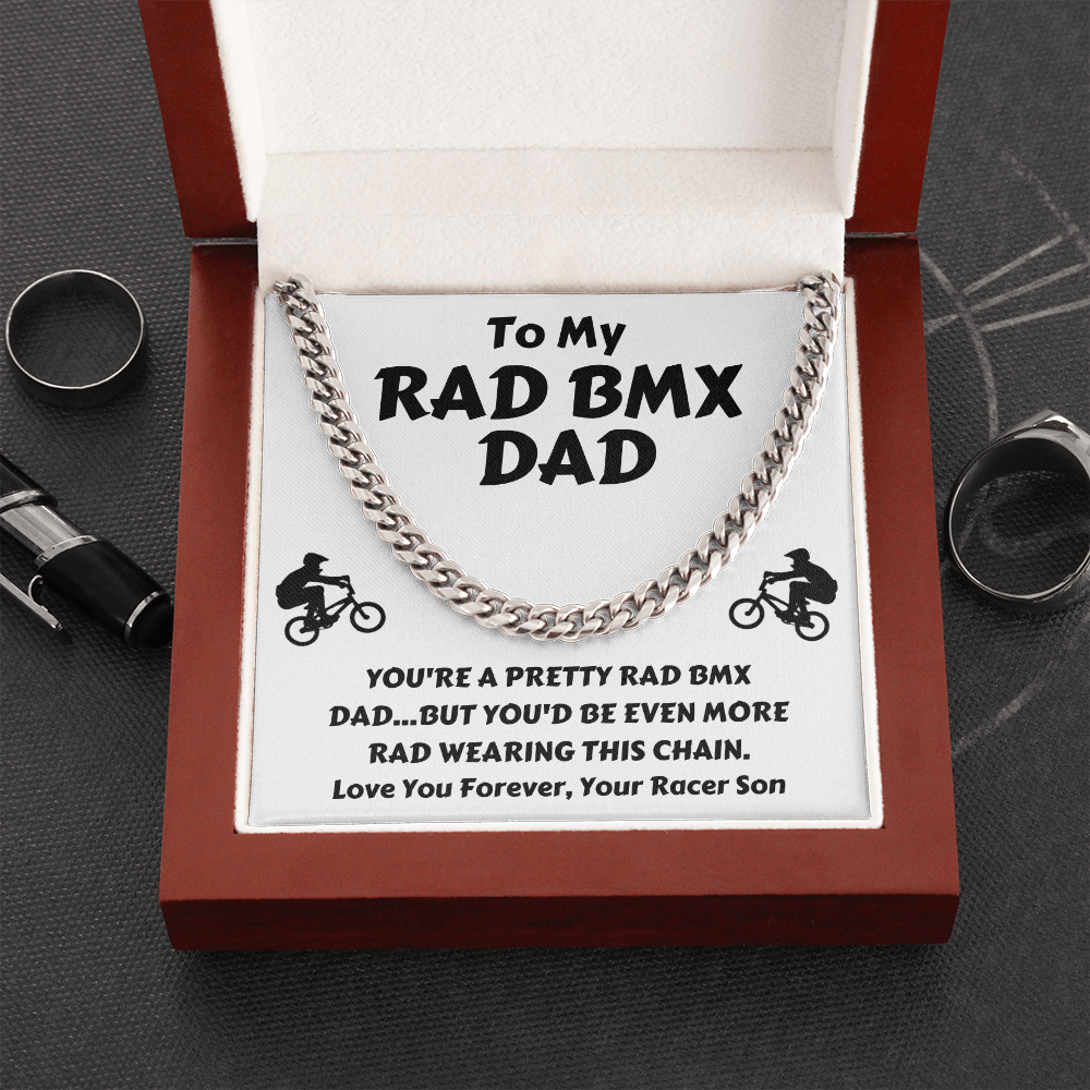 First Father's Day Necklace Gift - Rad BMX Dad Gift from Wife - Cuban Chain Lx132E