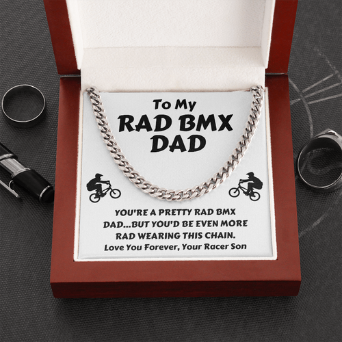 First Father's Day Necklace Gift - Rad BMX Dad Gift from Wife - Cuban Chain Lx132E
