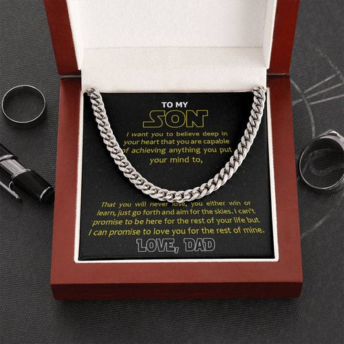 Son Cuban Link Chain -You Are Capable Of Achieving Anything you Put Your Mind To Son Necklace From Dad