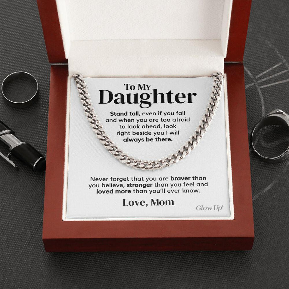 Pamaheart- To my Daughter - Stand tall from Mom - Cuban Link Chain, Gift For Man, Husband, Gift For Birthday, Christmas
