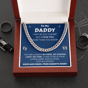 Dad Necklace To My Daddy from the Bump, Birthday Gift for Dad, Fatherr's Day Gift, Necklace for Daddy, Cuban Link Chain Necklace