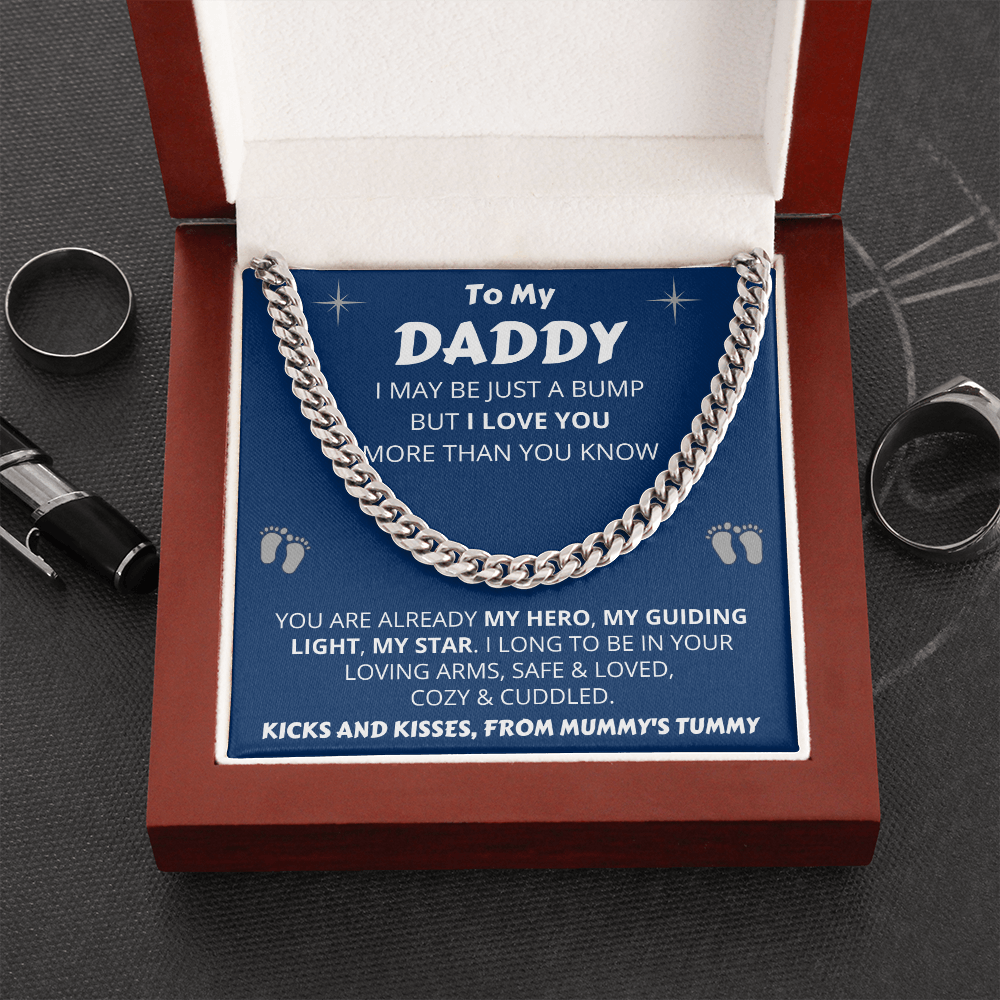 Dad Necklace To My Daddy from the Bump, Birthday Gift for Dad, Fatherr's Day Gift, Necklace for Daddy, Cuban Link Chain Necklace