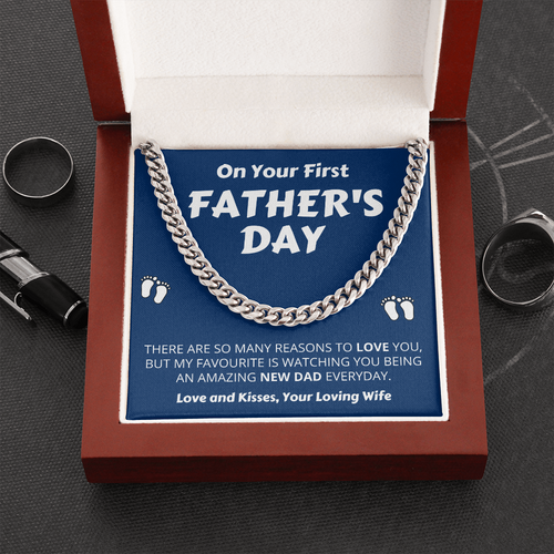 First Father's Day Necklace Gift - My favorite is watching you being an amazing new dad everyday - Cuban Chain from Wife LX132F