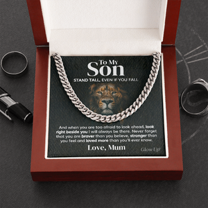 Pamaheart- To my Son - Stand tall from Mum - Cuban Link Chain, Gift For Man, Husband, Gift For Birthday, Christmas