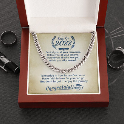 Class Of 2022 - Take Pride In How Far You've Come - Cuban Link Necklace, Cuban Link Chain