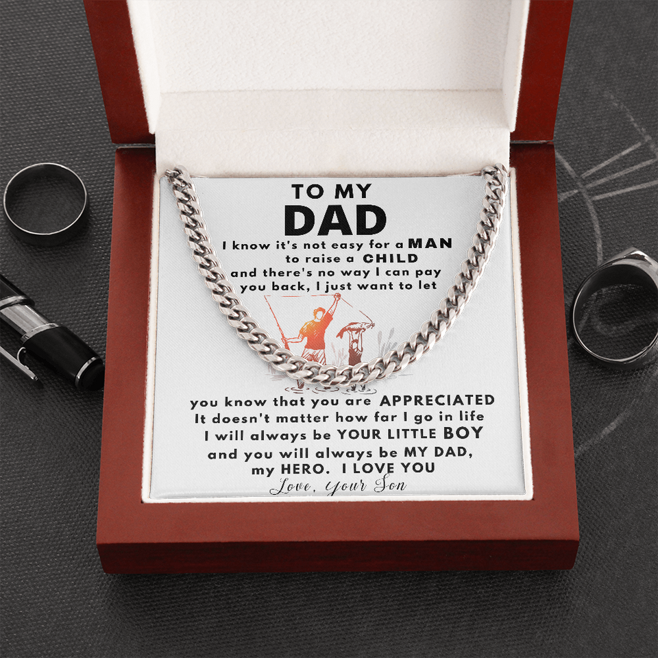 To my Dad Necklace You Will Always Be My Dad, My Hero, Birthday Gift, Perfect Gift for Idea, Father's Day Gift, Cuban Link Chain Necklace