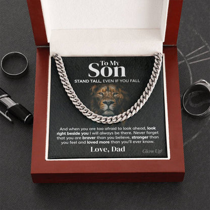 Pamaheart- To My Son - Stand Tall from Dad - Cuban Link Chain, Gift For Man, Husband, Gift For Birthday, Christmas