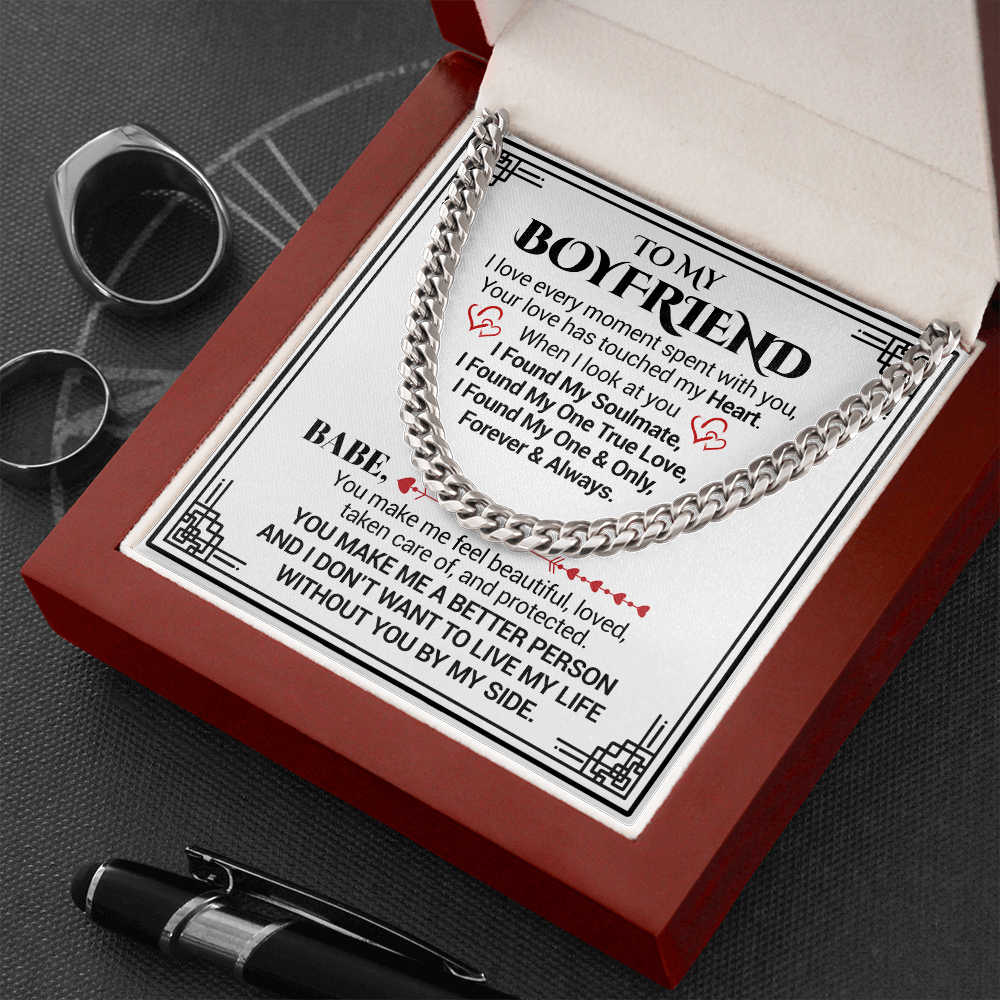 To My Boyfriend - I Love Every Moment Spent With You - Cuban Link Necklace, Cuban Link Chain