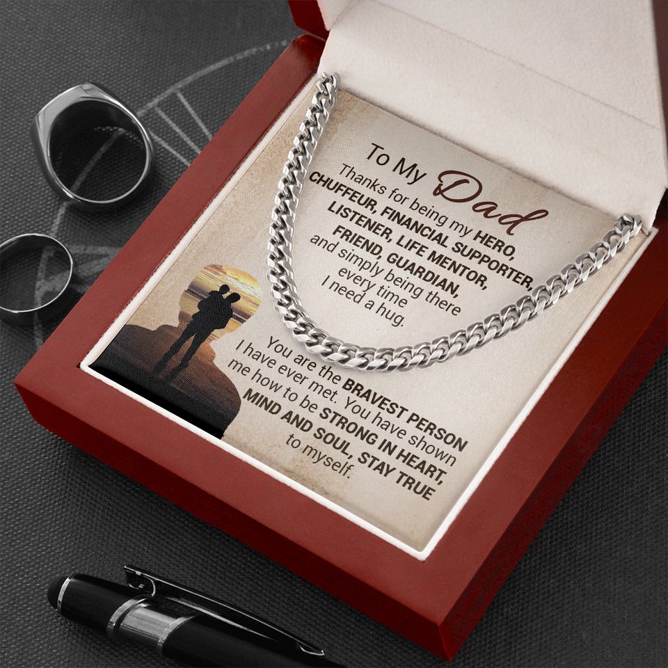 To My Dad - Thanks For Being My Hero - Cuban Link Chain Necklace